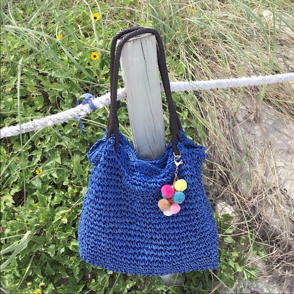 Trendy Blue Rattan Bag - Picture 2 of 5